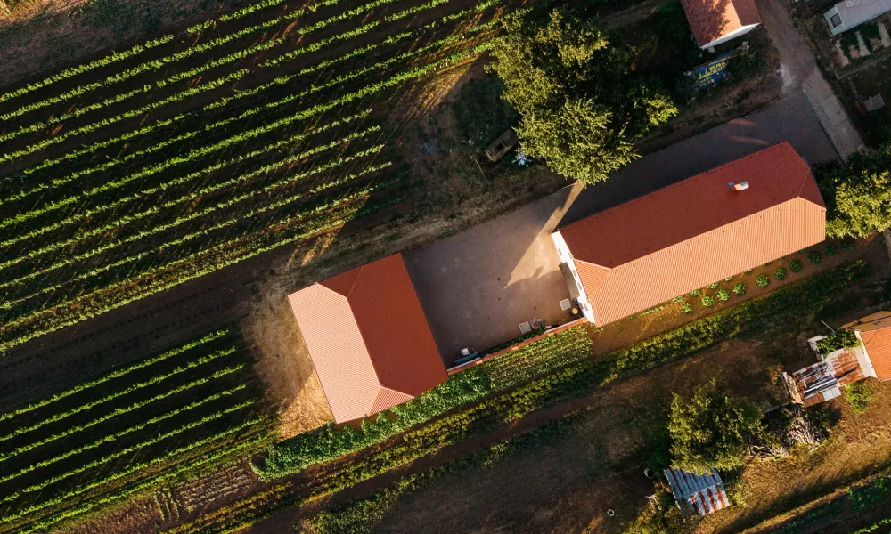 Areál vinařství Víno Bohun z dronu